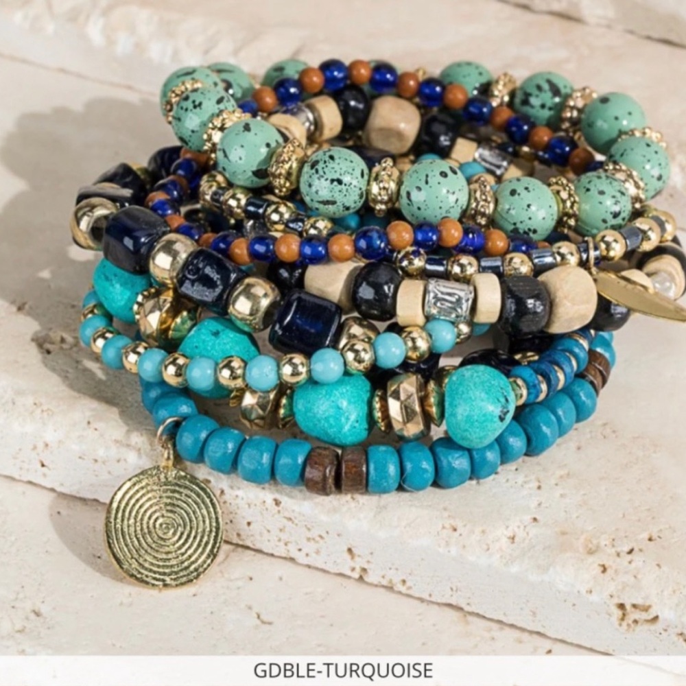 AVEC Bohemian Mixed Blue Layering Bracelet Set